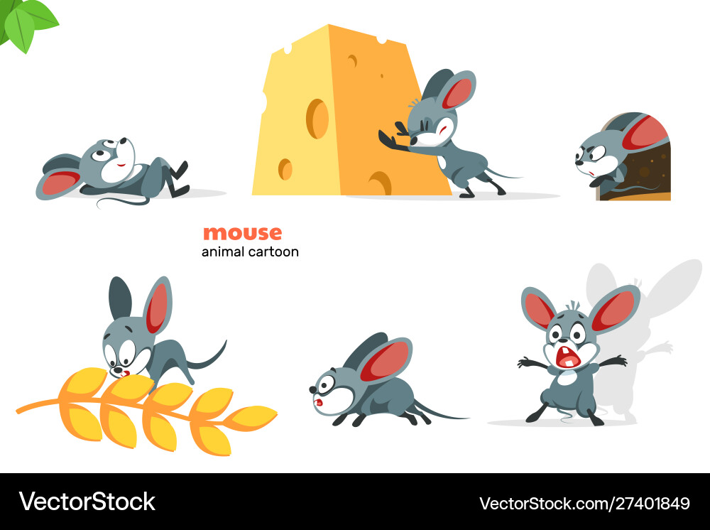 Cute Mouse Character Set vector image