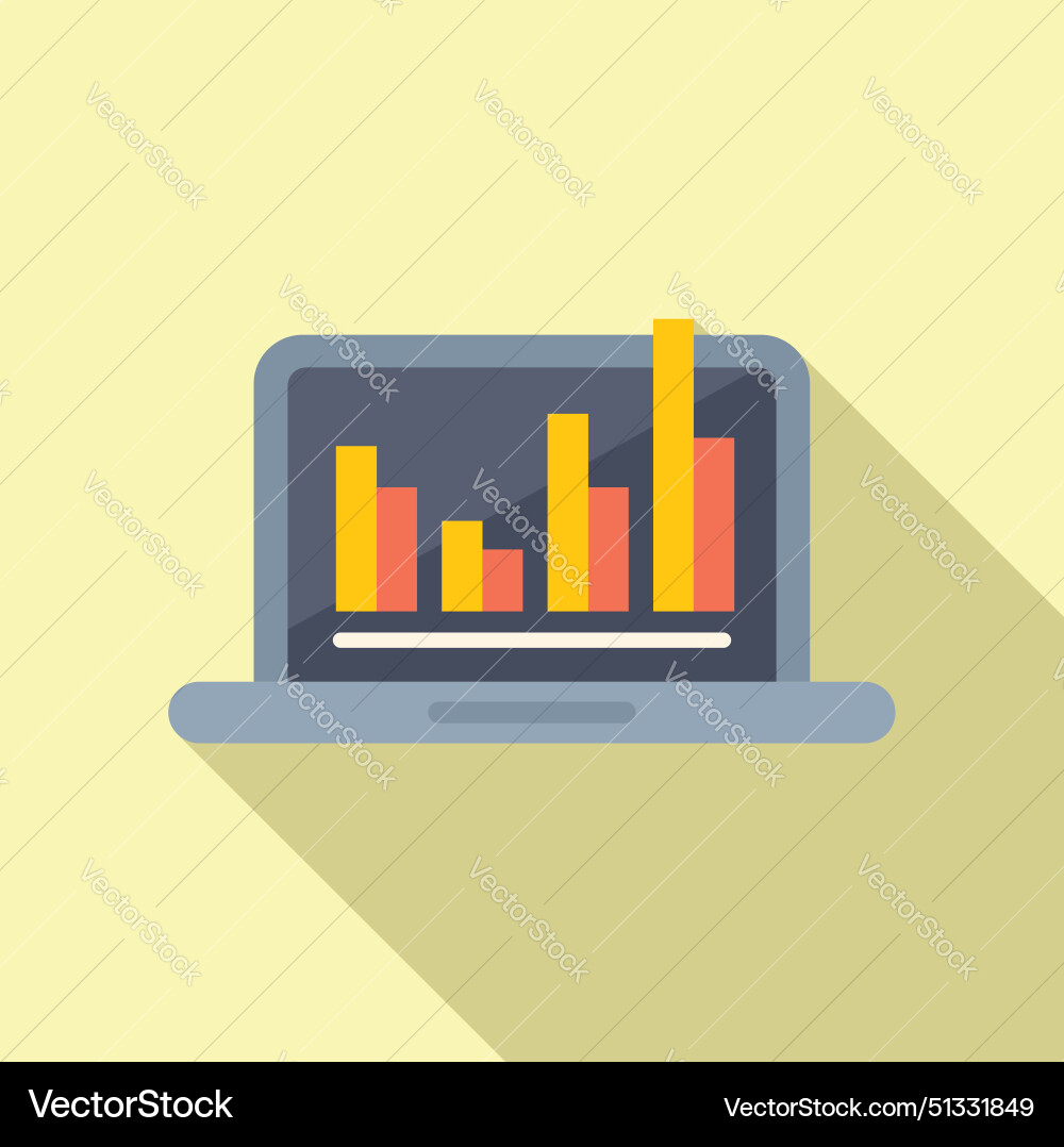 Flat design laptop with bar graph Flat design laptop with bar graph vector image