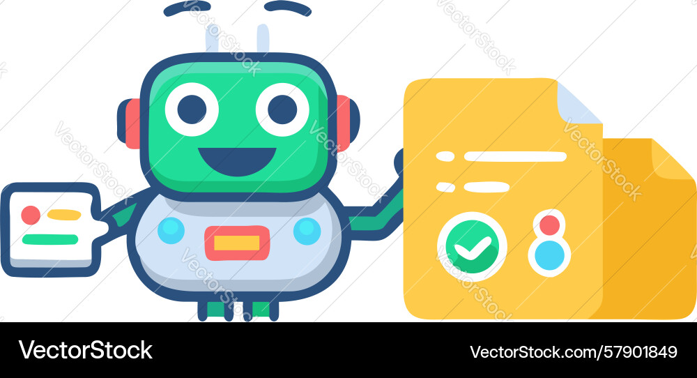 Friendly robot data assistant ai technology vector image