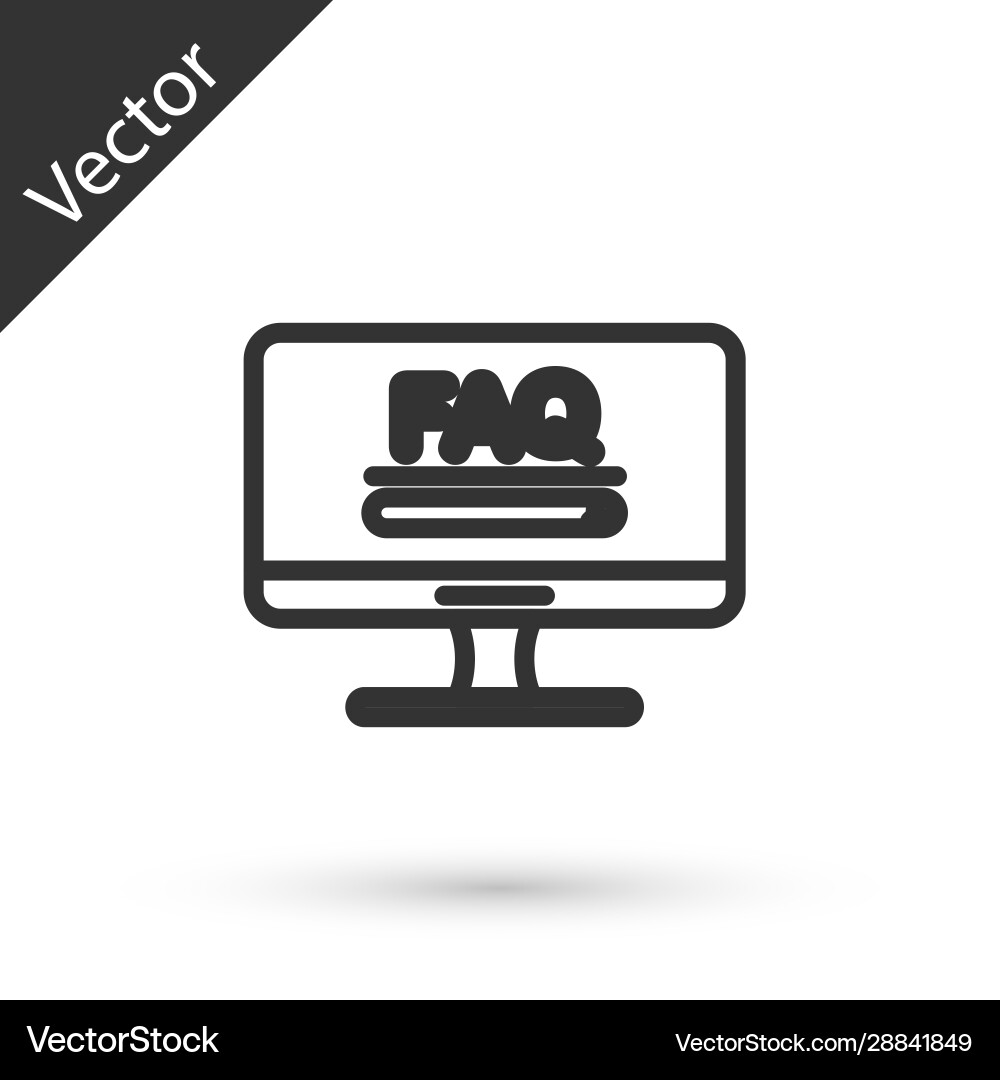 Grey line computer monitor with text faq Grey line computer monitor with text faq vector image