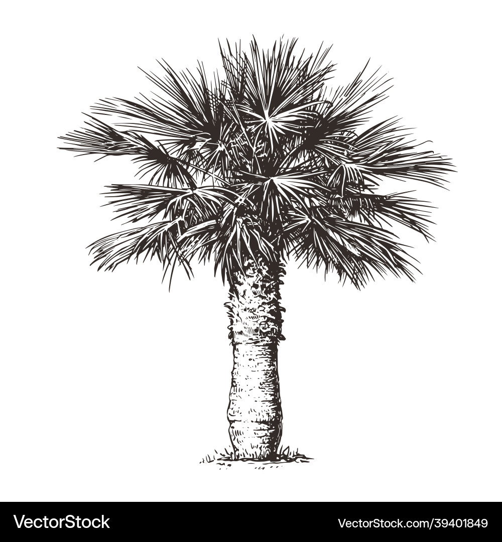 Hand-Drawn Palm Tree Sketch Vector Image