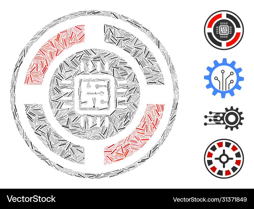 Linear roulette processor icon mosaic Linear roulette processor icon mosaic Vector Image