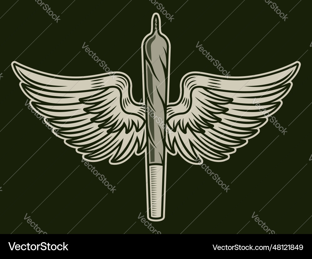 Marijuana rolled joint or cigarette with wings Marijuana rolled joint or cigarette with wings vector image