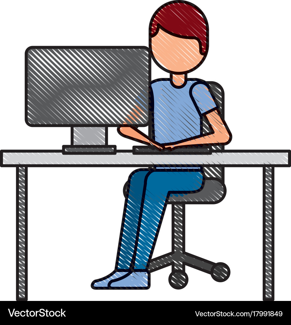 Person working on computer programming or coding vector image