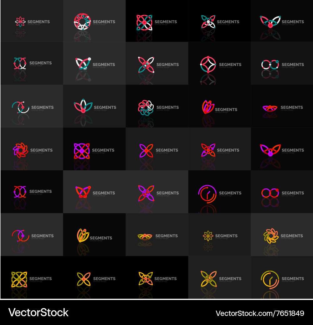 Set of linear abstract logos swirl circle vector image