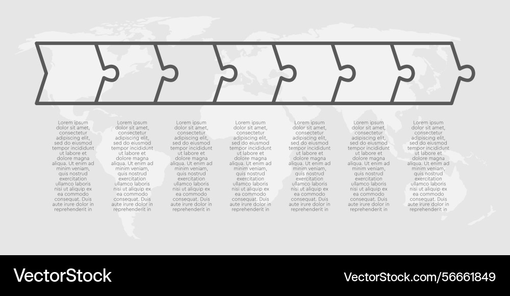 Seven steps line infographic puzzle option diagram Vector Image