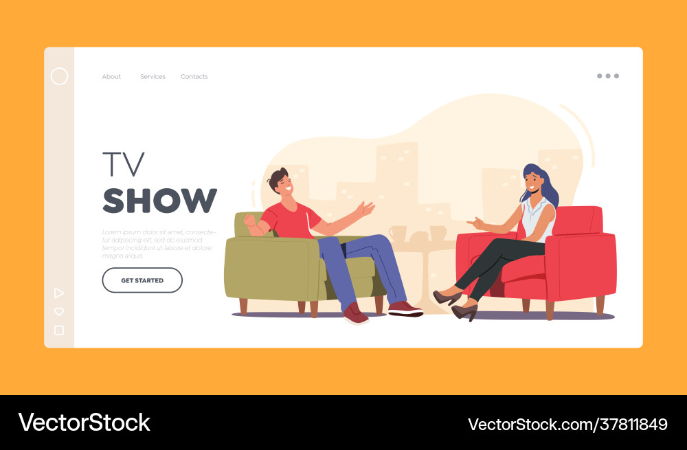 Talk show broadcast landing page template host Vector Image