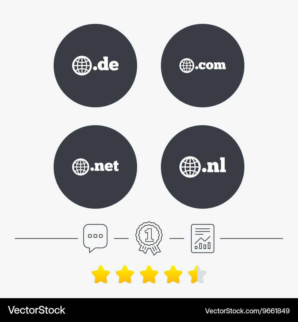 Top-level domains signs de com net and nl Vector Image