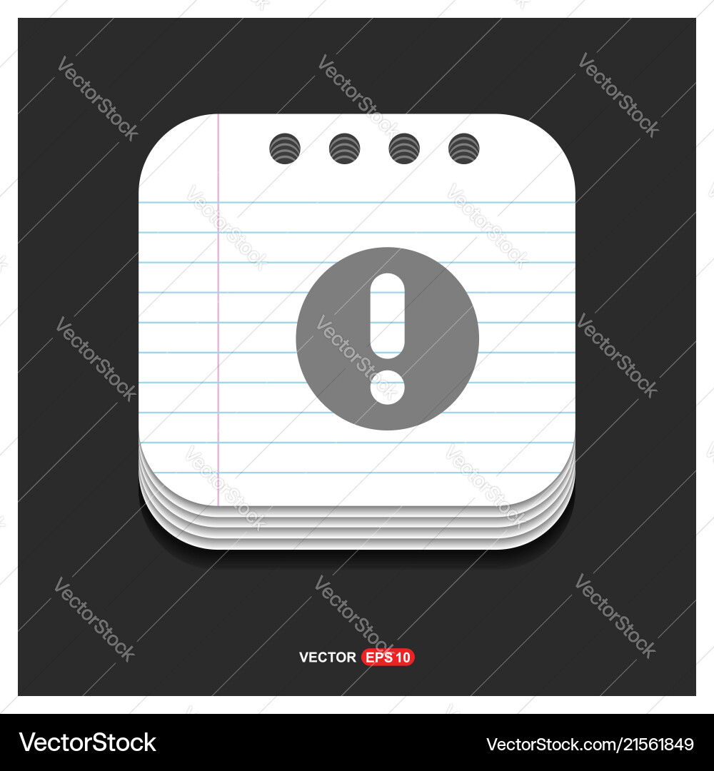 Warning icon gray on notepad style template Warning icon gray on notepad style template vector image