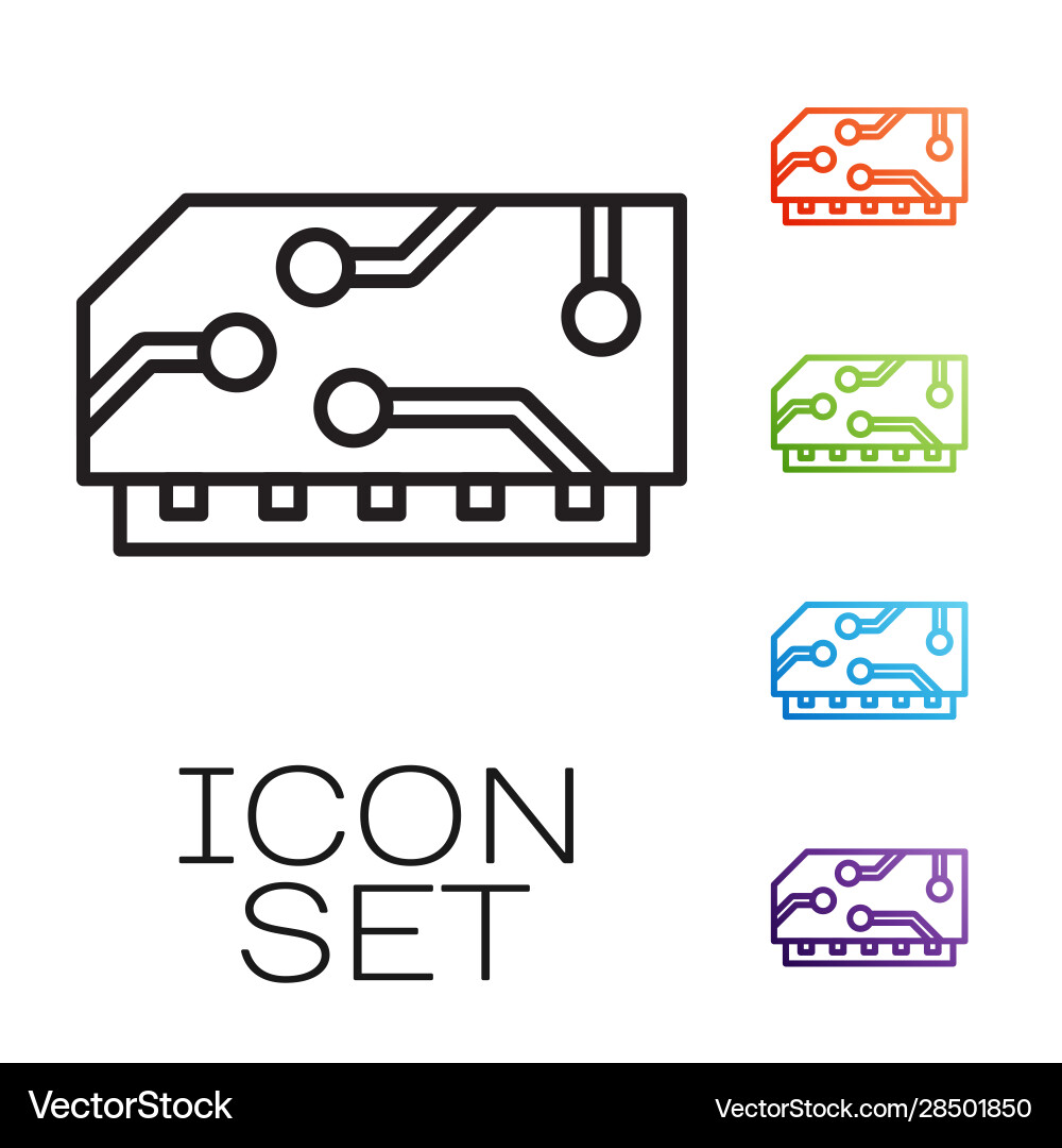 Black line ram random access memory icon isolated Vector Image