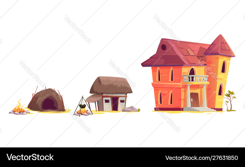 Evolution Haus Architektur Cartoon Konzept Evolution Haus Architektur Cartoon Konzept vektorbild