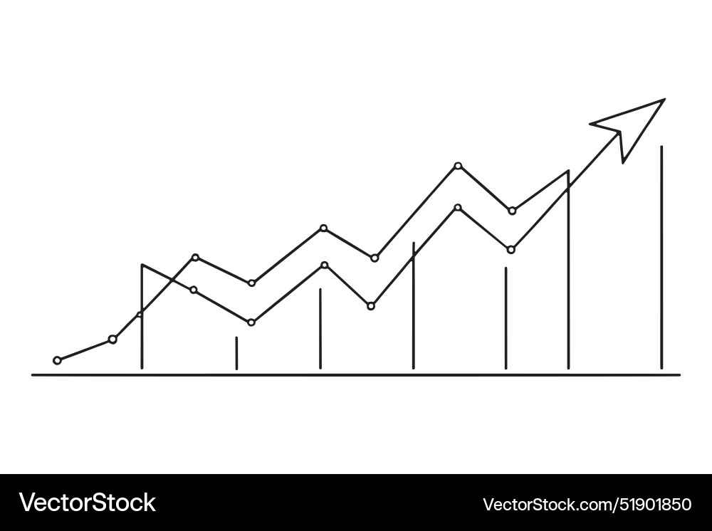 Graph chart showing upward trend with arrow Graph chart showing upward trend with arrow vector image