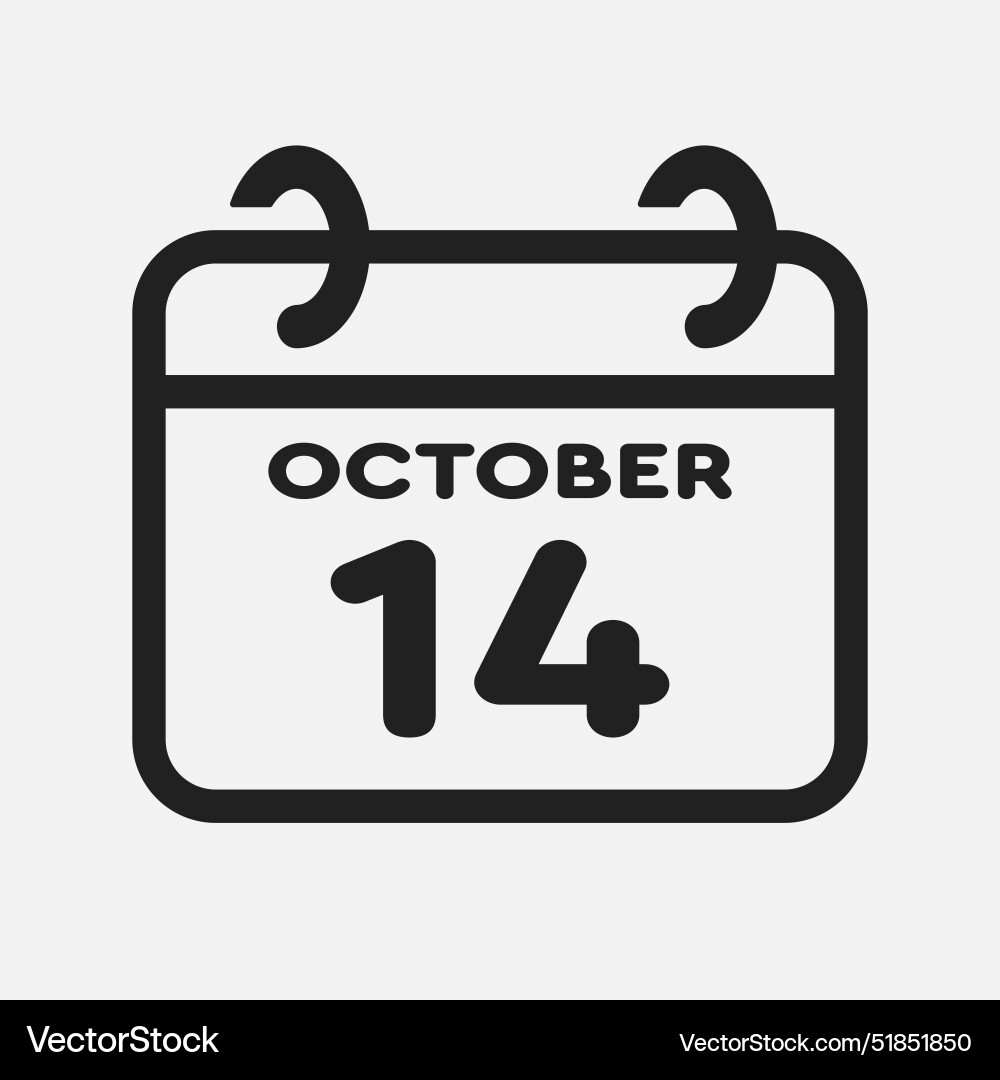 Icon page calendar day - 14 october Icon page calendar day - 14 october vector image