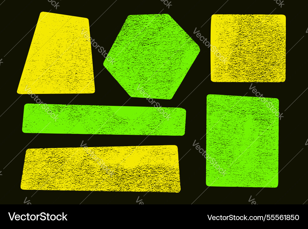 Ink rolled geometric shapes with noise set text Ink rolled geometric shapes with noise set text vector image