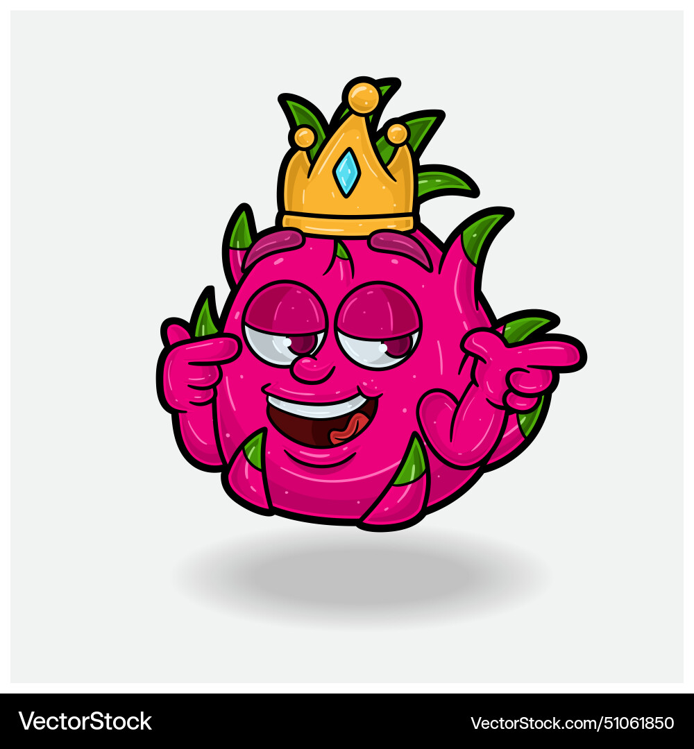 Schlug Ausdruck mit Drachenfrucht Krone Maskottchen Schlug Ausdruck mit Drachenfrucht Krone Maskottchen vektorbild