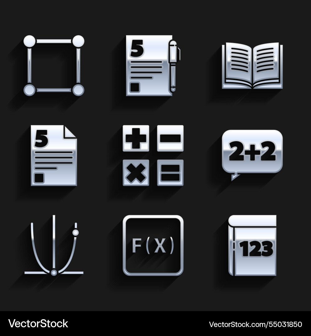 Set calculator function mathematical symbol book vector image