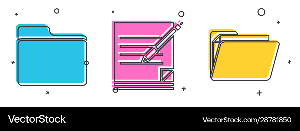 Set document folder blank notebook and pen Set document folder blank notebook and pen vector image