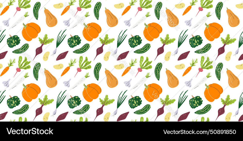 Vegetable seamless pattern with potato pumpkin Vector Image