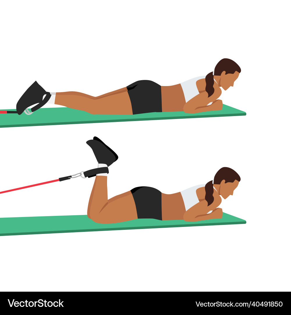 Woman Performing Prone Leg Curl Vector Image