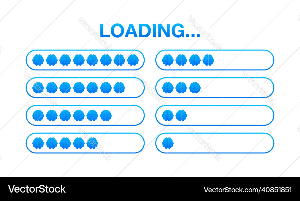 Brain think loading concept with idea processed Vector Image