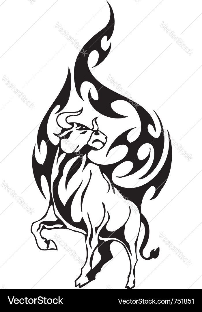 Bull in tribal style - image Vector Image