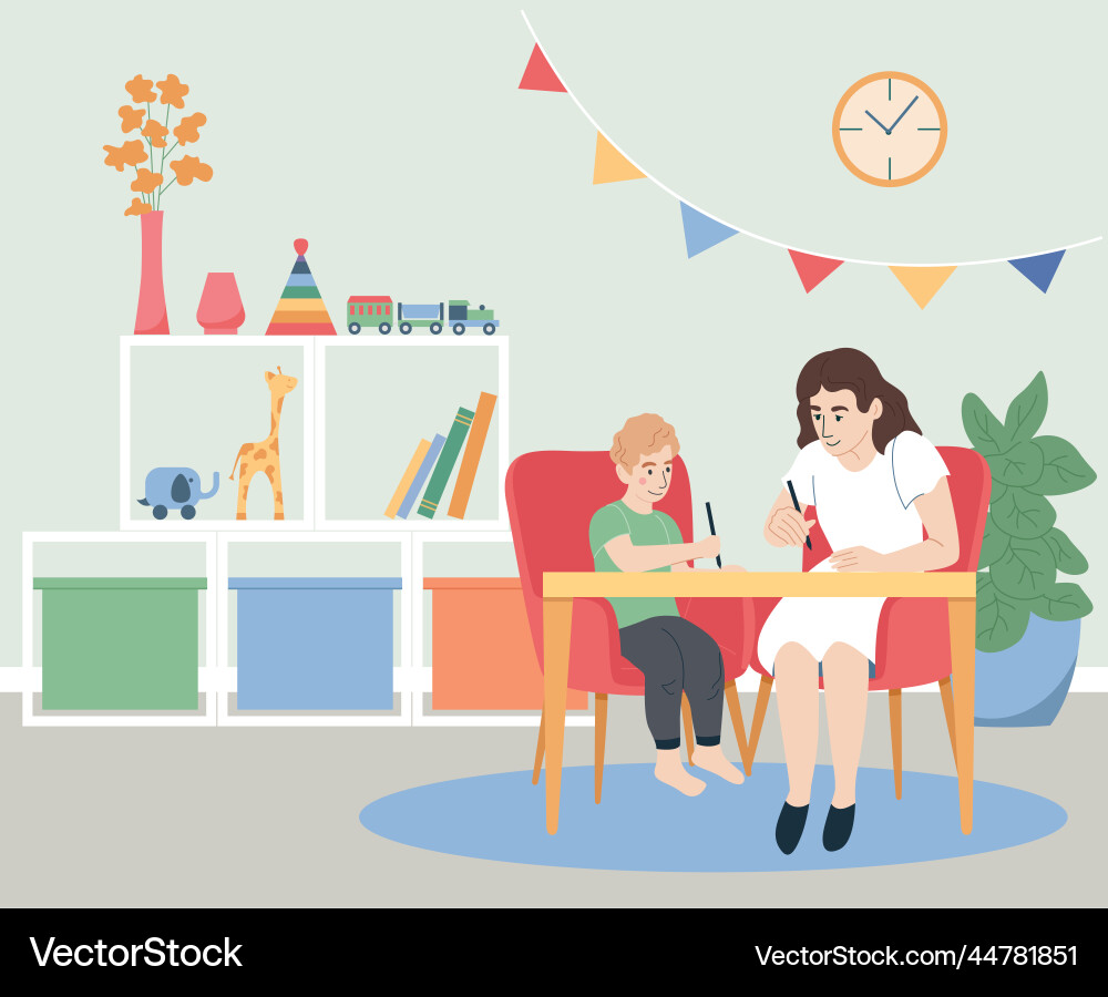 Child psychologist flat concept vector image