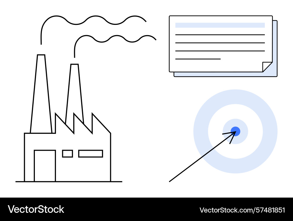 Factory paper document and target highlighting Factory paper document and target highlighting Vector Image
