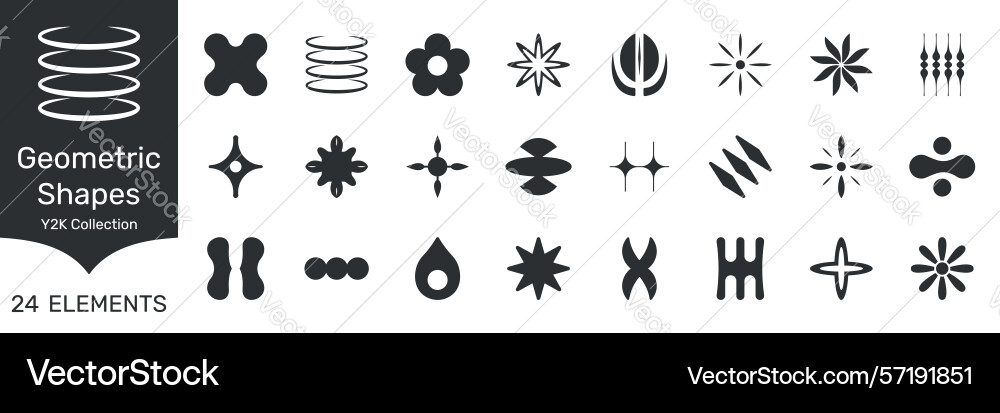 Futuristic cosmic y2k style element shapes solid Vector Image