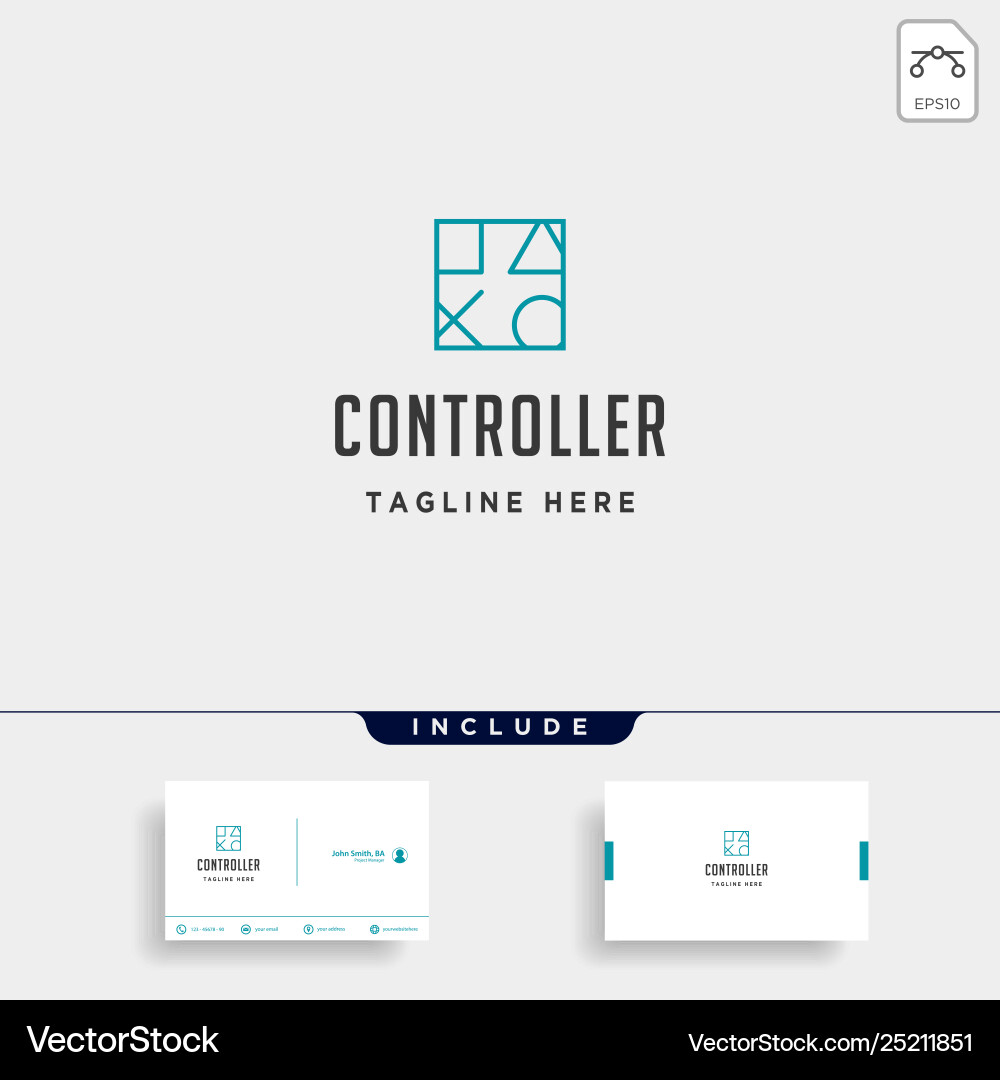 Game controller simple logo line template icon vector image