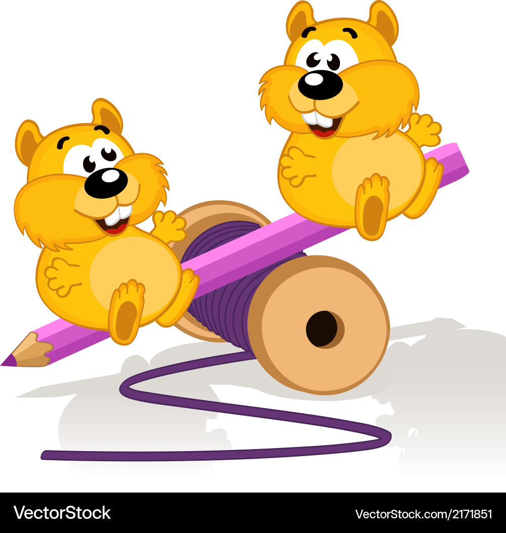 Hamsters on a swing Vector Image