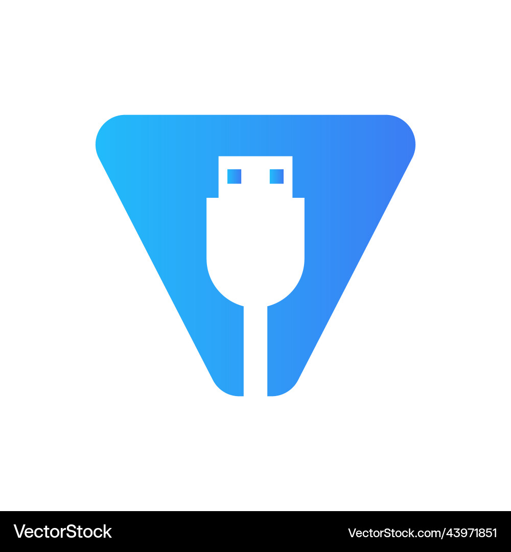 Initial letter v usb symbol design computer vector image