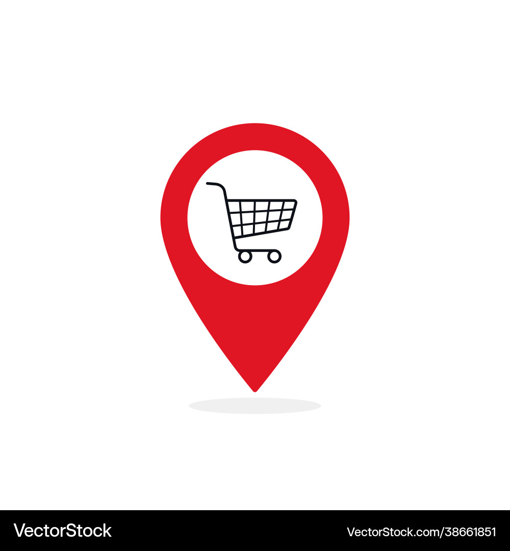 Map pointer marker with shopping cart icon Map pointer marker with shopping cart icon vector image