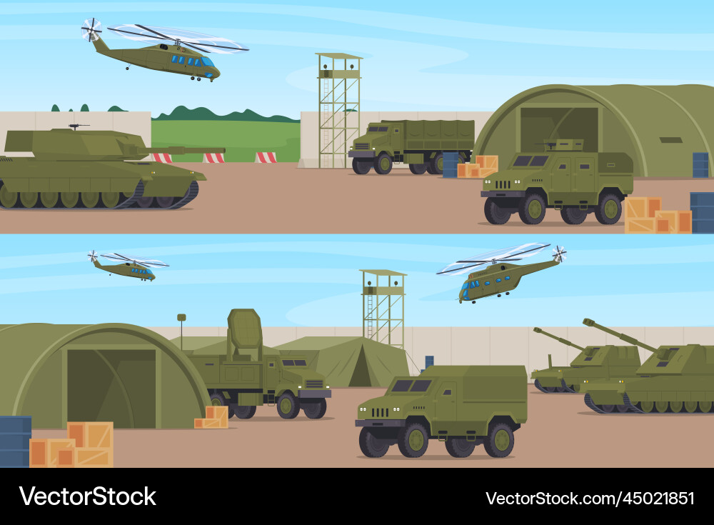 Military Armored Vehicles Camp Royalty Free Vector Image