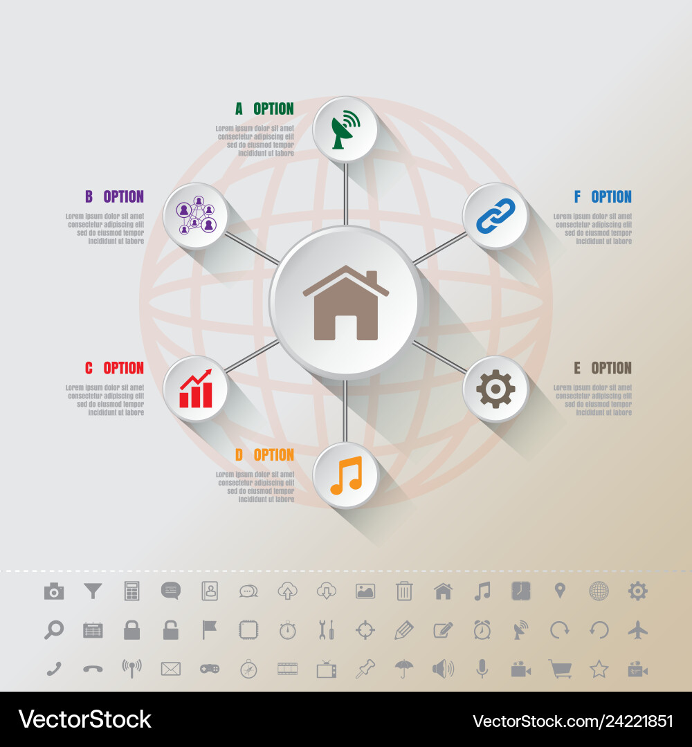 Modern infographic complement template with 7 Modern infographic complement template with 7 vector image