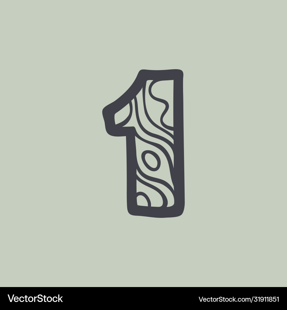 Number one logo with waves line pattern vector image