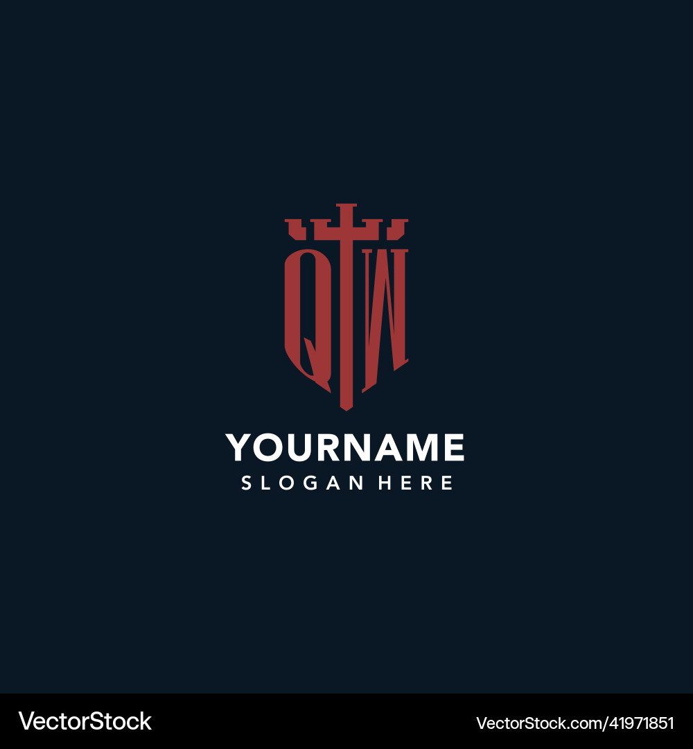 Qw initial monogram logos with sword and shield Qw initial monogram logos with sword and shield Vector Image