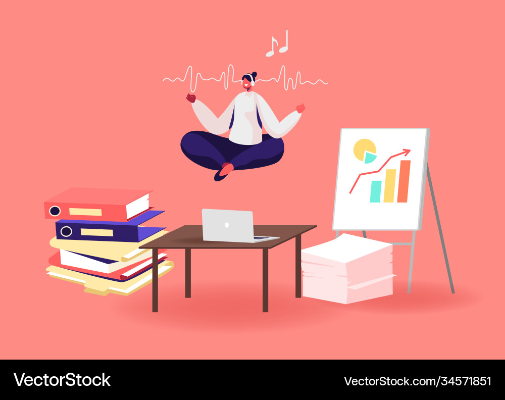 Relaxed businesswoman character doing yoga vector image