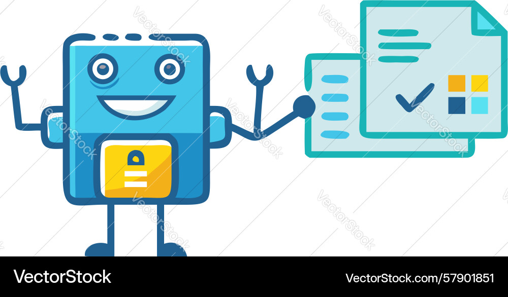 Robot with document ai for business automation Vector Image