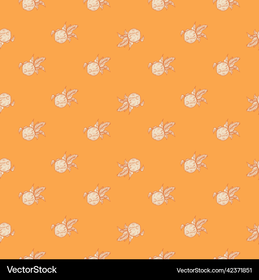 Seamless pattern engraved lemon on twig Vector Image
