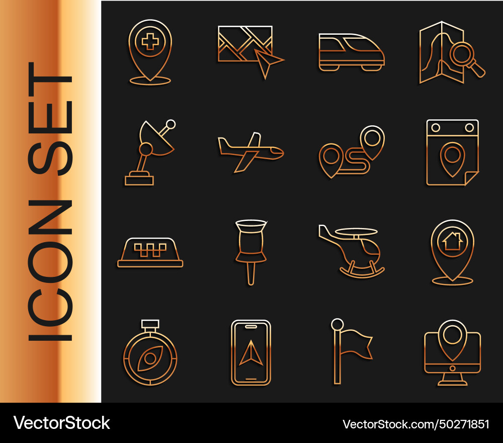 Set line monitor with location marker Set line monitor with location marker vector image