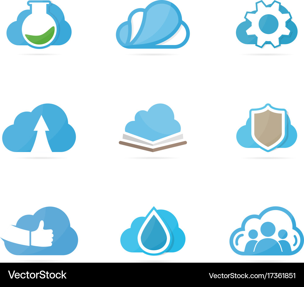 Set of cloud logo combination loading vector image