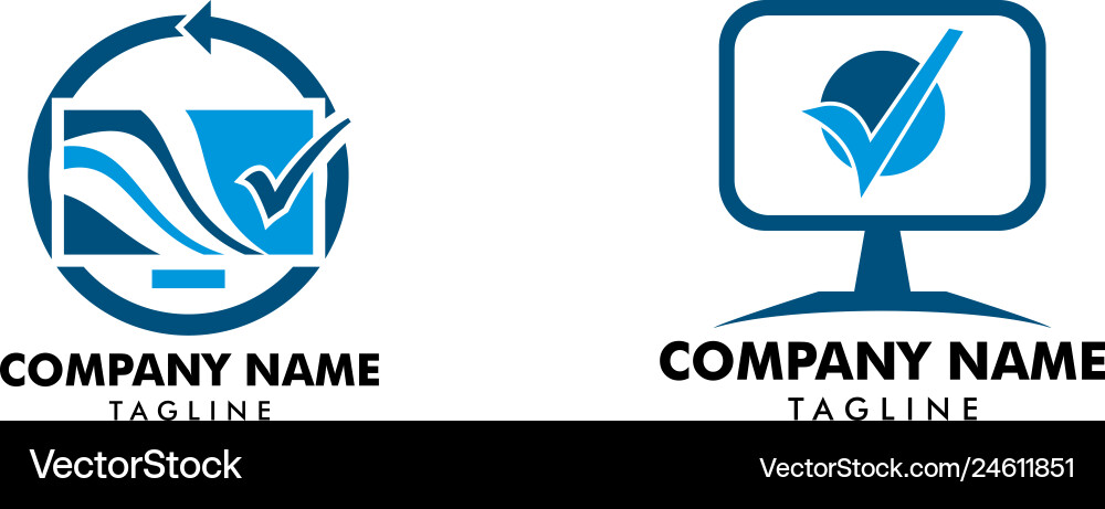 Set of computer check logo template design vector image