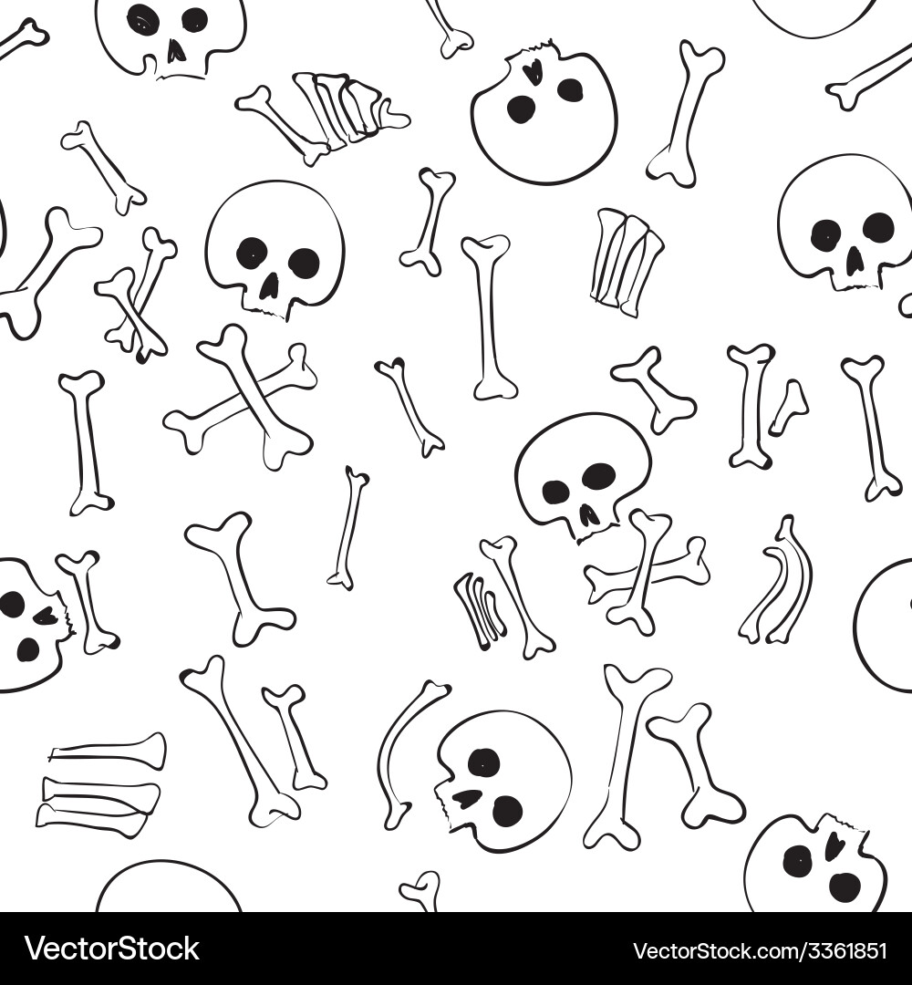 Skull and Bone Seamless Pattern vector image