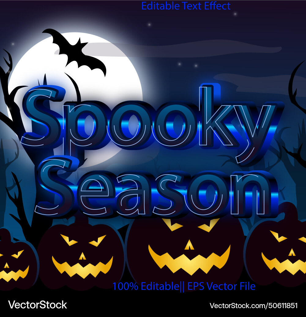 Spooky season editable text effect 3d emboss style Spooky season editable text effect 3d emboss style vector image