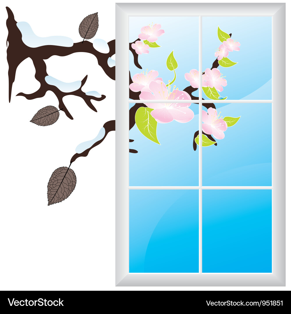 Spring Blossom Window Vector Image