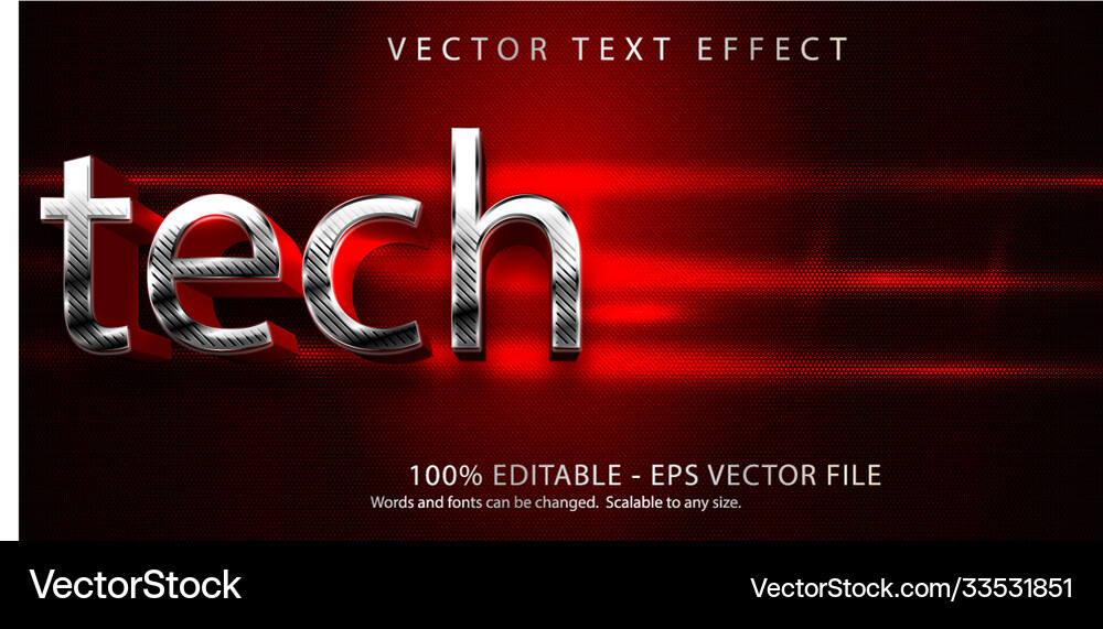 Tech text metallic silver style editable Tech text metallic silver style editable Vector Image