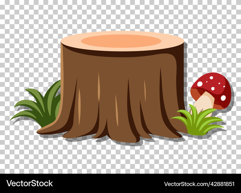 Tree stump isolated on grid background Vector Image