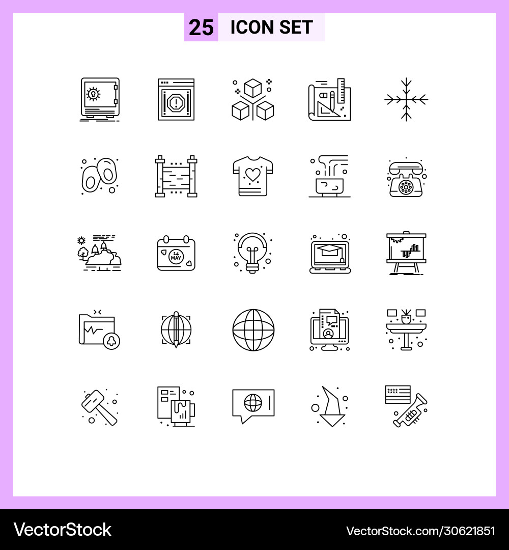 User interface pack 25 basic lines line art vector image