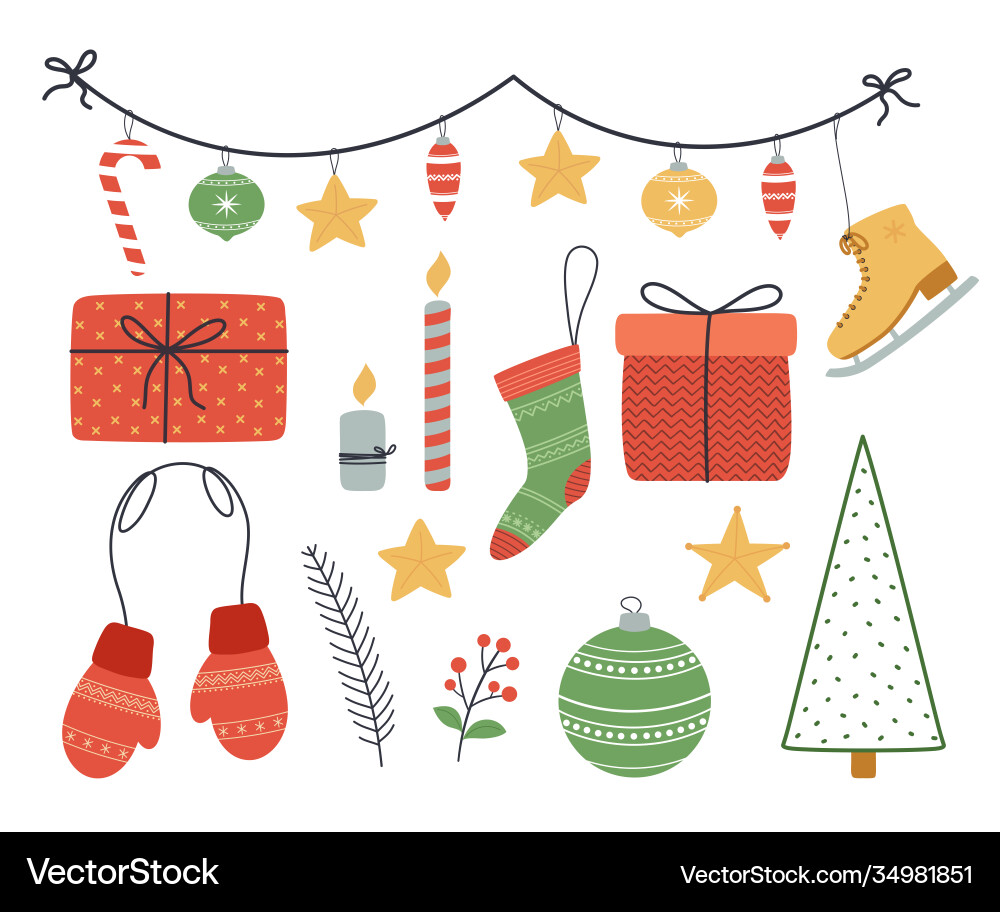Weihnachtsset Dekoration Aufkleber neue Jahre Weihnachtsset Dekoration Aufkleber neue Jahre vektorbild