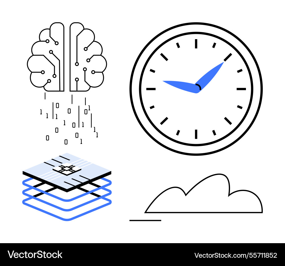 Artificial intelligence data processing time Artificial intelligence data processing time vector image